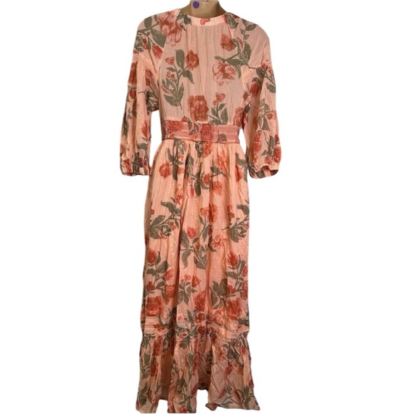 NWOT Free People Golden Hour Pink Floral Multicolor Long Sleeve Boho Maxi Dress - Picture 7 of 7